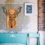 Wallity Escultura de Pared Deer Negro y Nogal